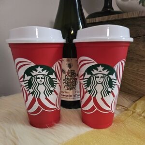 Starbucks 2024 RED CUP DAY Holiday Reusable Hot Cup Christmas Peppermint NEW